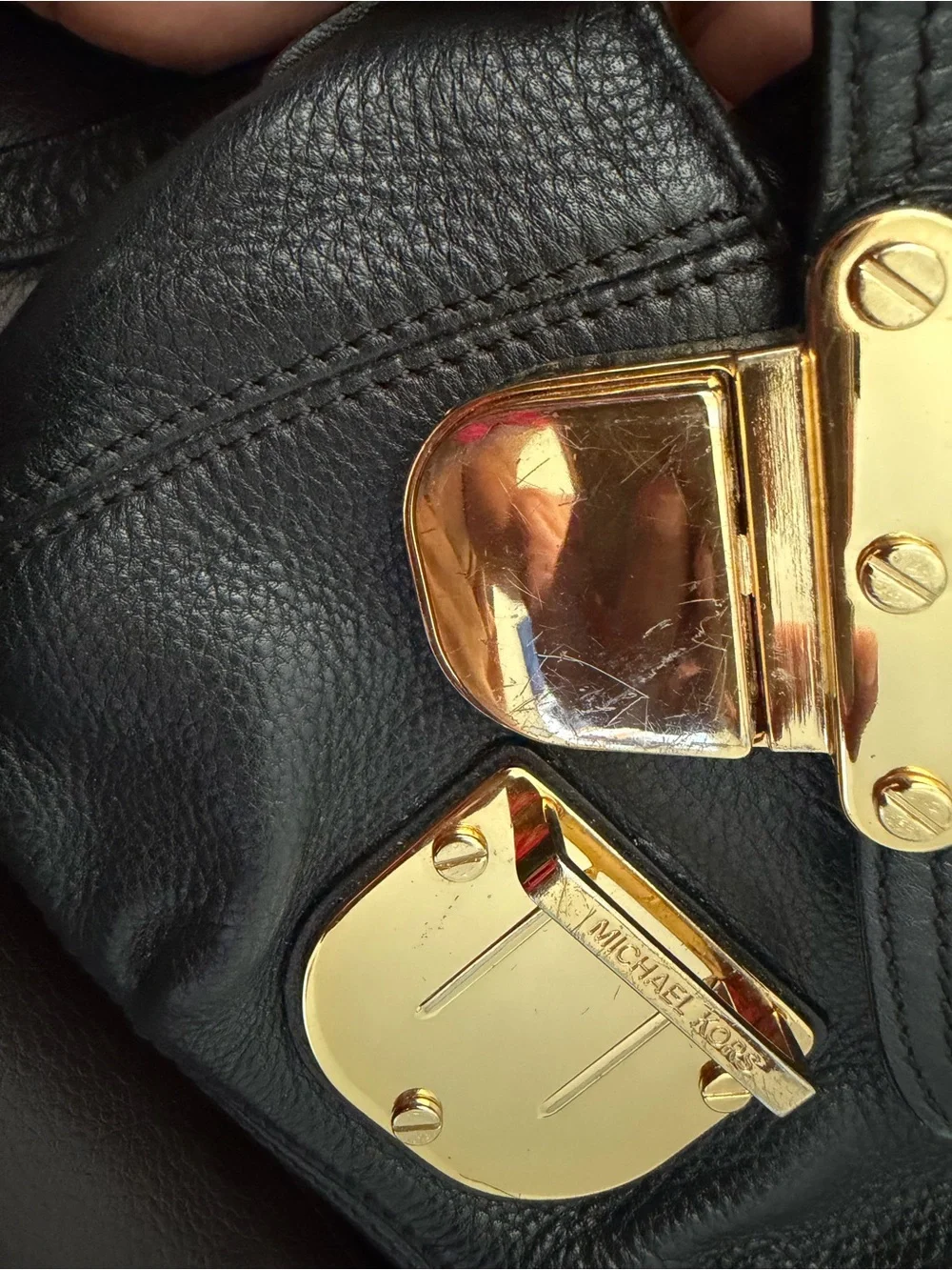 Vintage Michael Kors Charlton Small Crossbody Bag Black Pebbled Leather
